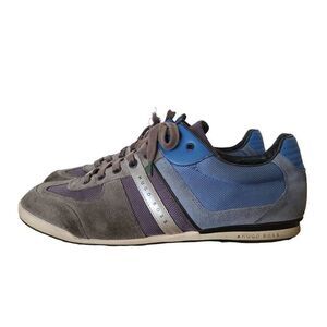 HUGO BOSS Akeen Men's Sneakers - Blue Gray Lace Up Leather Suede Size 45/12